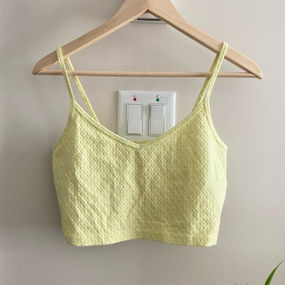 SUNDAY BEST Yellow Spaghetti Strap Crop Tank Top - Picture 2 of 7